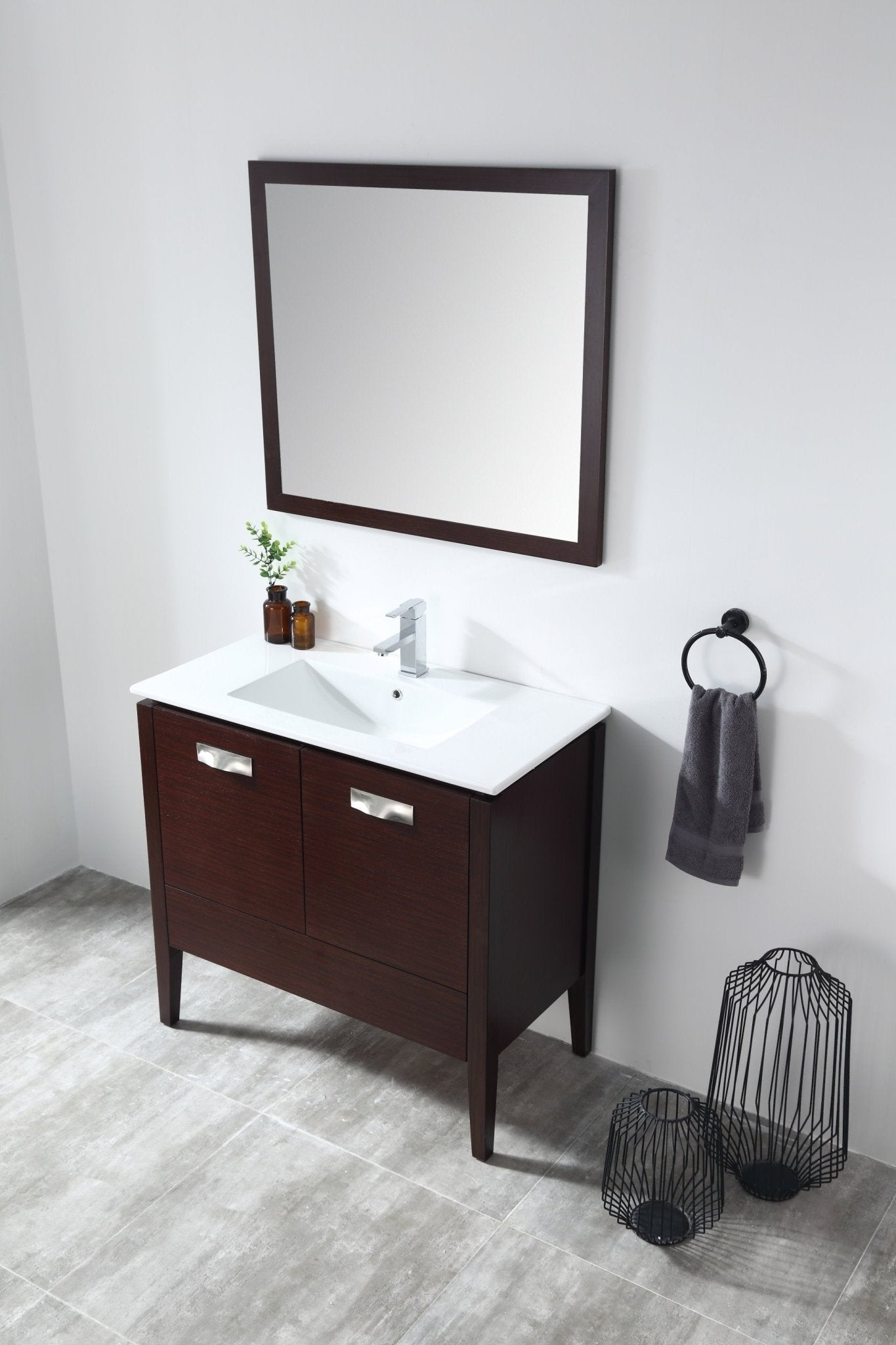 Chans Furniture CL-409WE36-ZI 36" Tennant Brand Adagio Wenge Finish Bathroom Sink Vanity