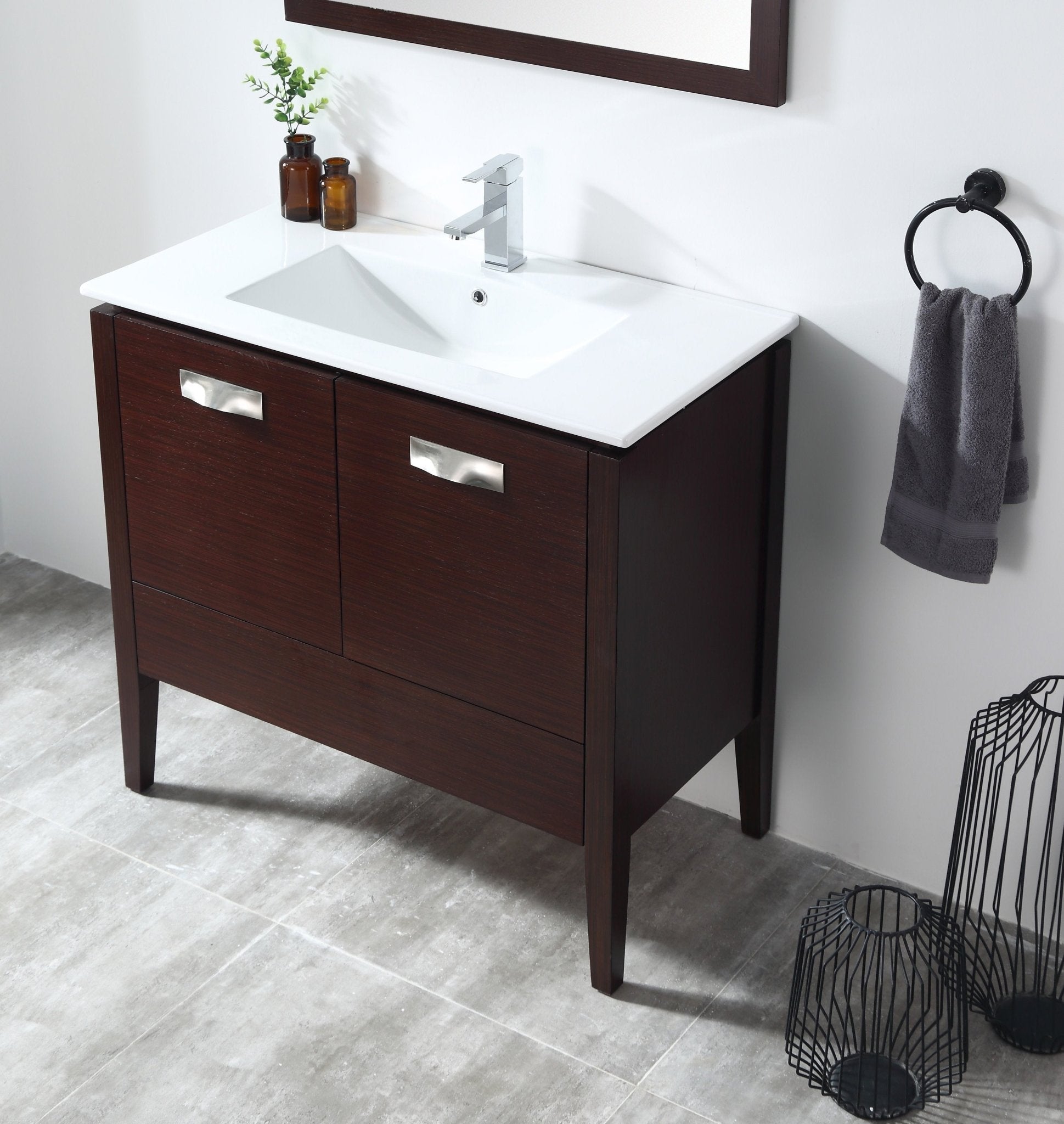 Chans Furniture CL-409WE36-ZI 36" Tennant Brand Adagio Wenge Finish Bathroom Sink Vanity