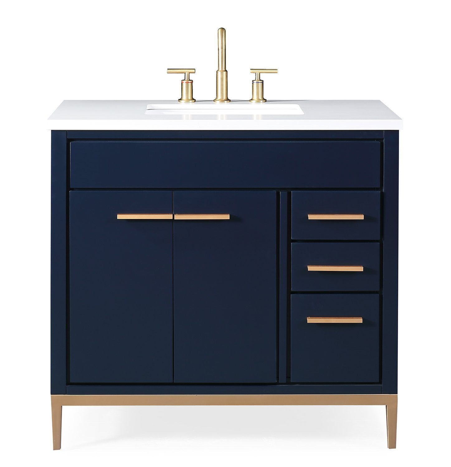 Chans Furniture TB-9888NB-V36 36"  Tennant Brand Beatrice Navy Blue Modern Bathroom Sink Vanity