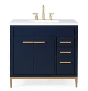 Chans Furniture TB-9888NB-V36 36"  Tennant Brand Beatrice Navy Blue Modern Bathroom Sink Vanity