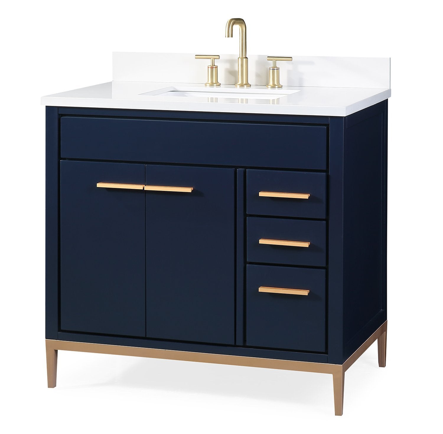 Chans Furniture TB-9888NB-V36 36"  Tennant Brand Beatrice Navy Blue Modern Bathroom Sink Vanity