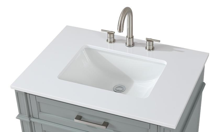 Chans Furniture QT-1808-V36CK 36 Inch Durand Modern Gray Bathroom Sink Vanity with Stone Counter Top