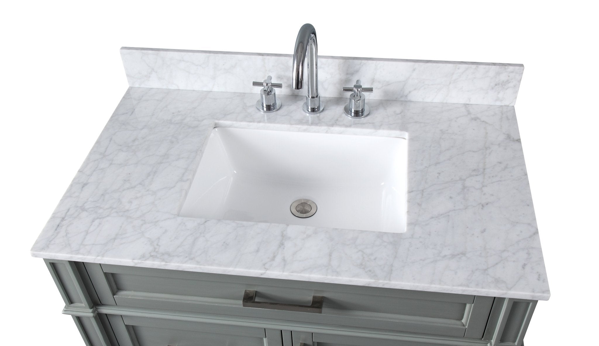 Chans Furniture QT-1808-V36CK 36 Inch Durand Modern Gray Bathroom Sink Vanity with Stone Counter Top