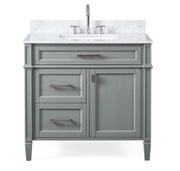 Chans Furniture QT-1808-V36CK 36 Inch Durand Modern Gray Bathroom Sink Vanity with Stone Counter Top