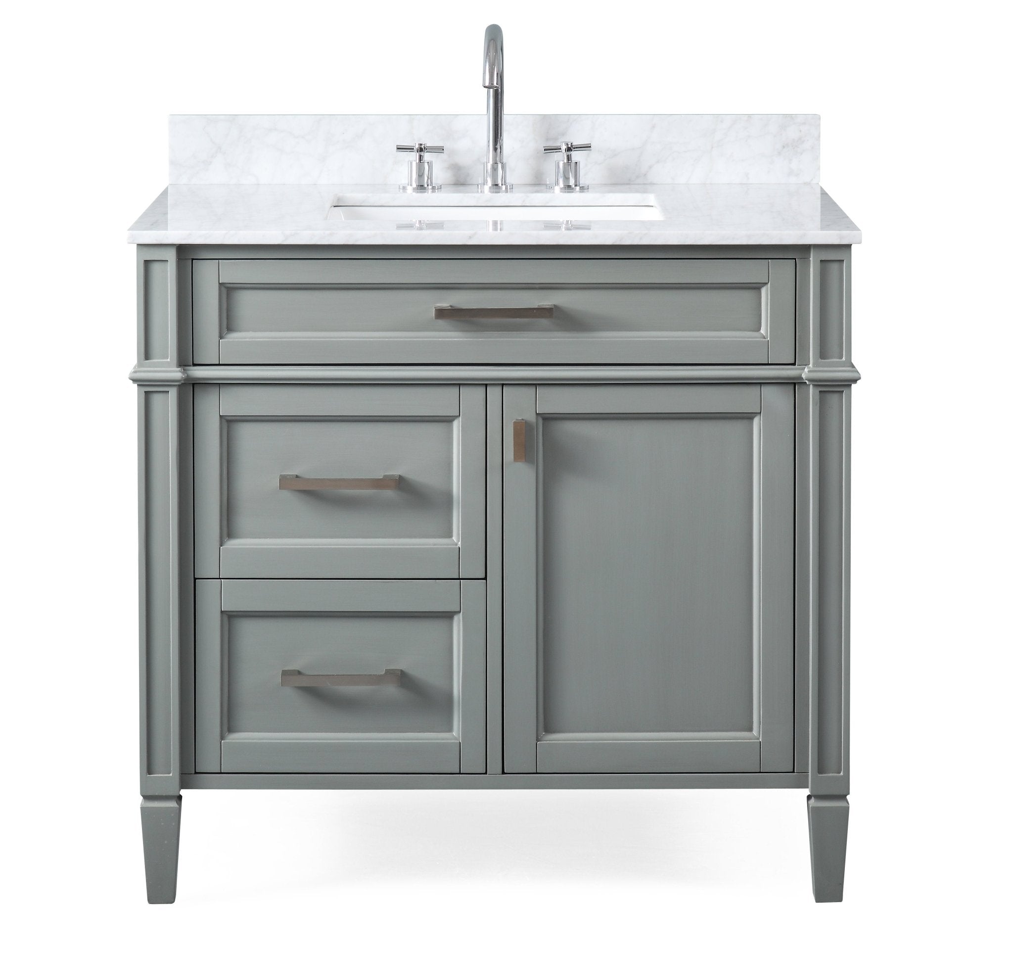 Chans Furniture QT-1808-V36CK 36 Inch Durand Modern Gray Bathroom Sink Vanity with Stone Counter Top