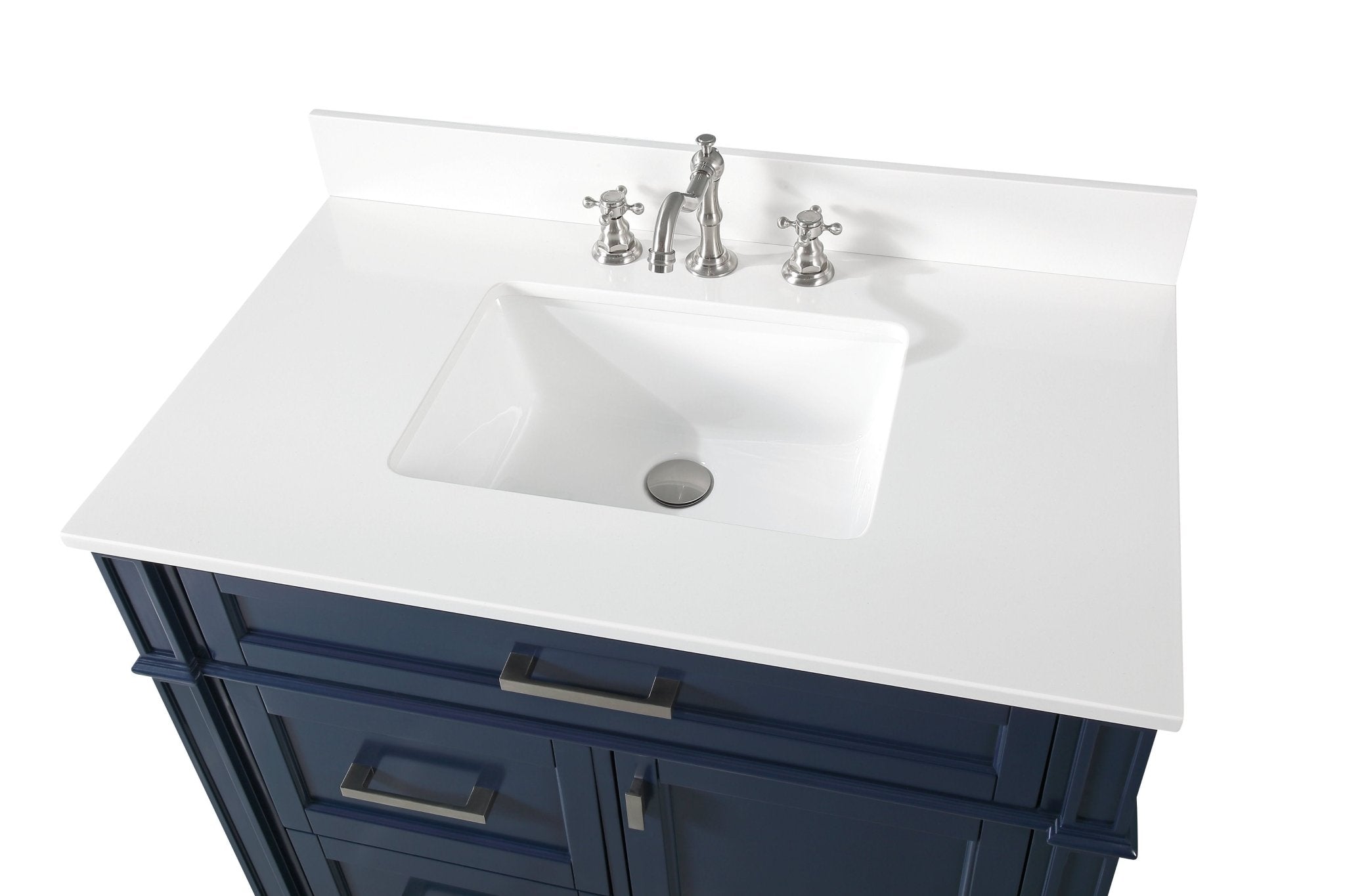 Chans Furniture QT-1808-V36NB 36 Inch Durand Modern Navy Blue Bathroom Sink Vanity with Stone Counter Top