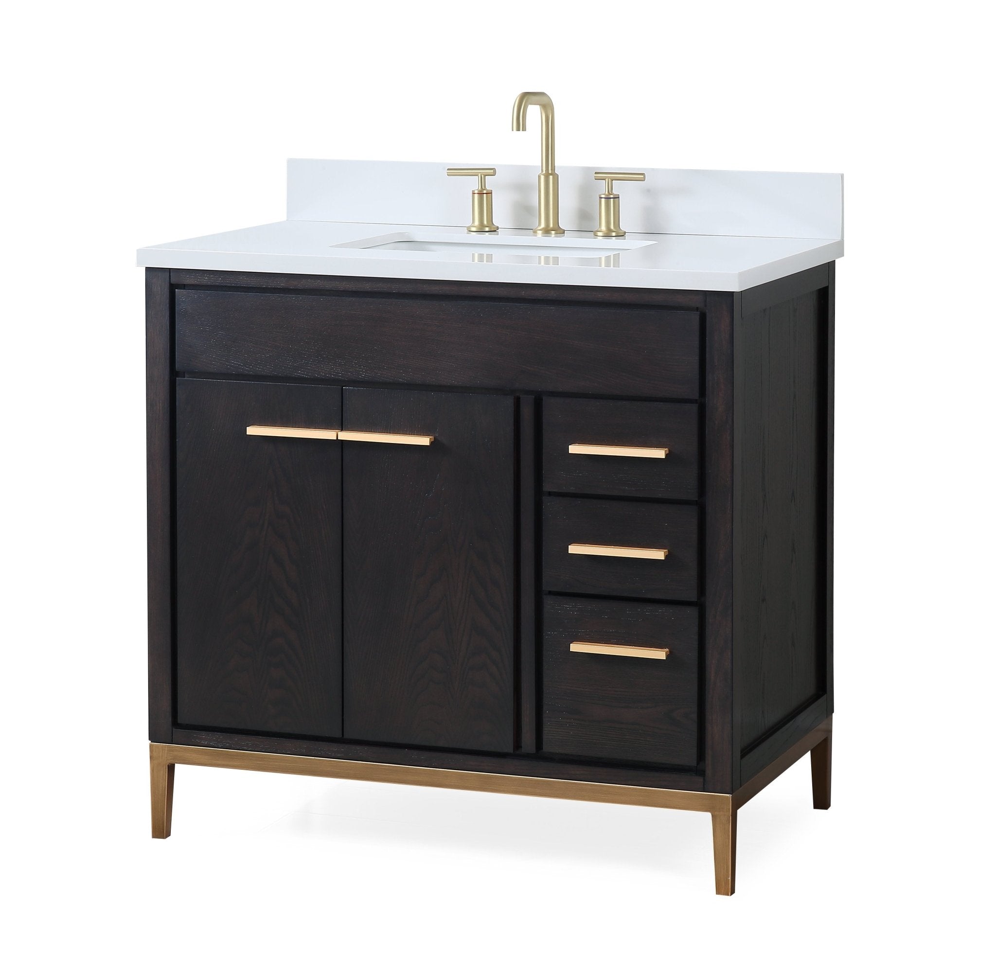 Chans Furniture TB-9838DK-V36 36"  Tennant Brand Modern Style Beatrice Bathroom Sink Vanity Wenge Finish