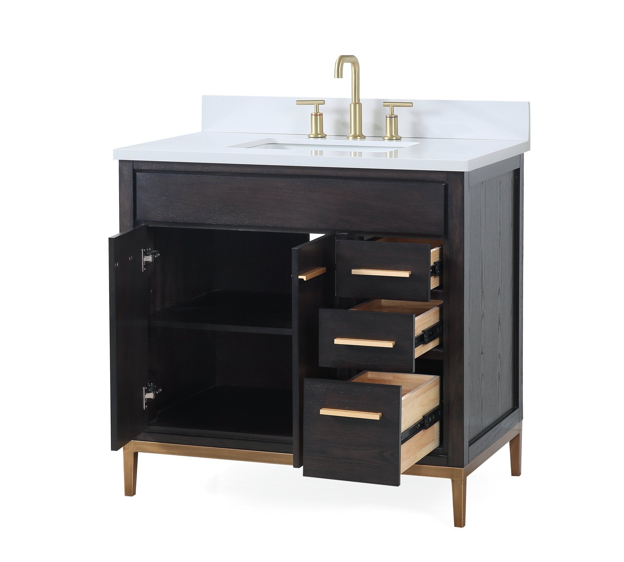 Chans Furniture TB-9838DK-V36 36"  Tennant Brand Modern Style Beatrice Bathroom Sink Vanity Wenge Finish