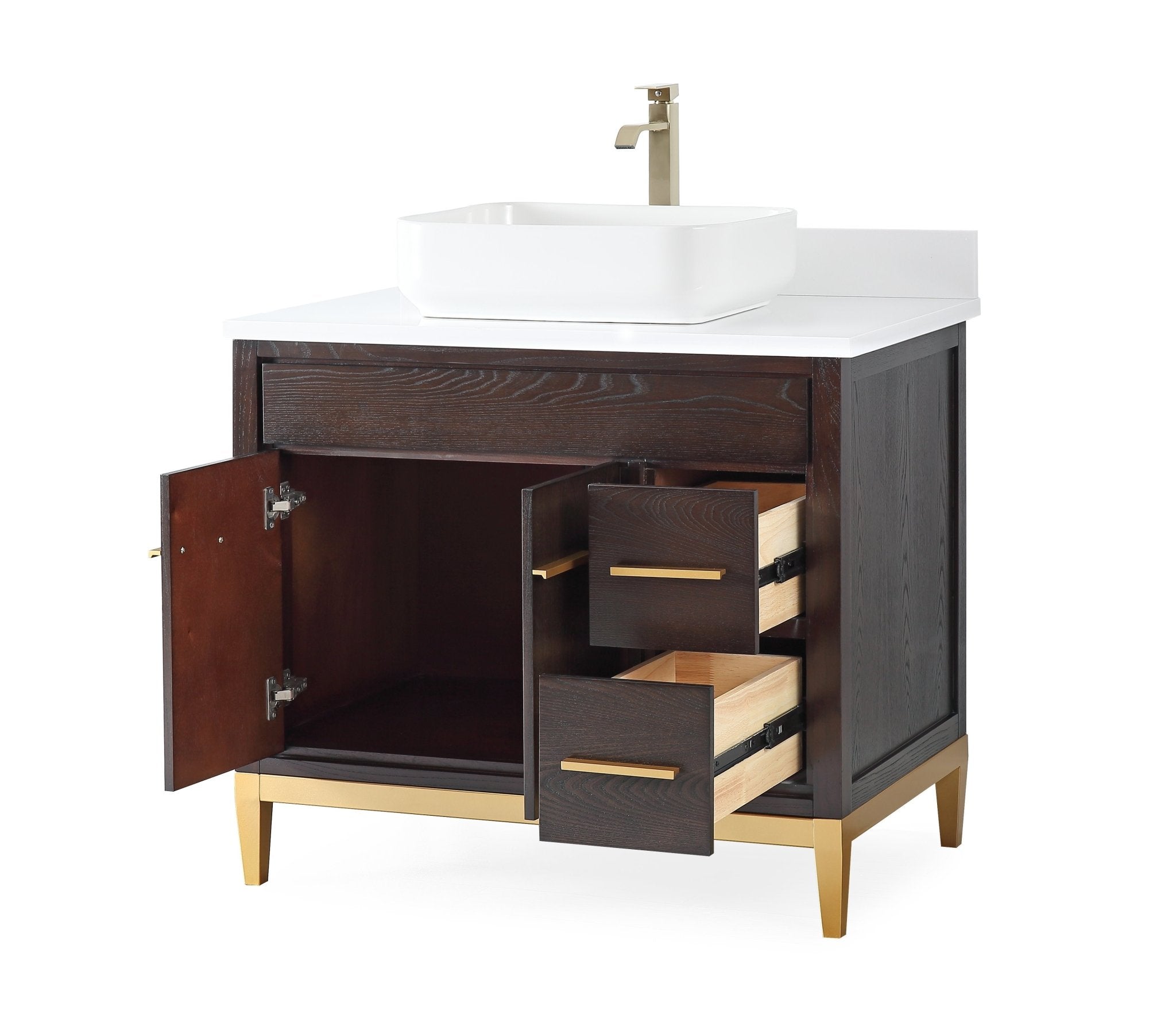 Chans Furniture 9936DK-36QT 36"  Tennant Brand Modern Style Beatrice Vessel Sink Bathroom Vanity