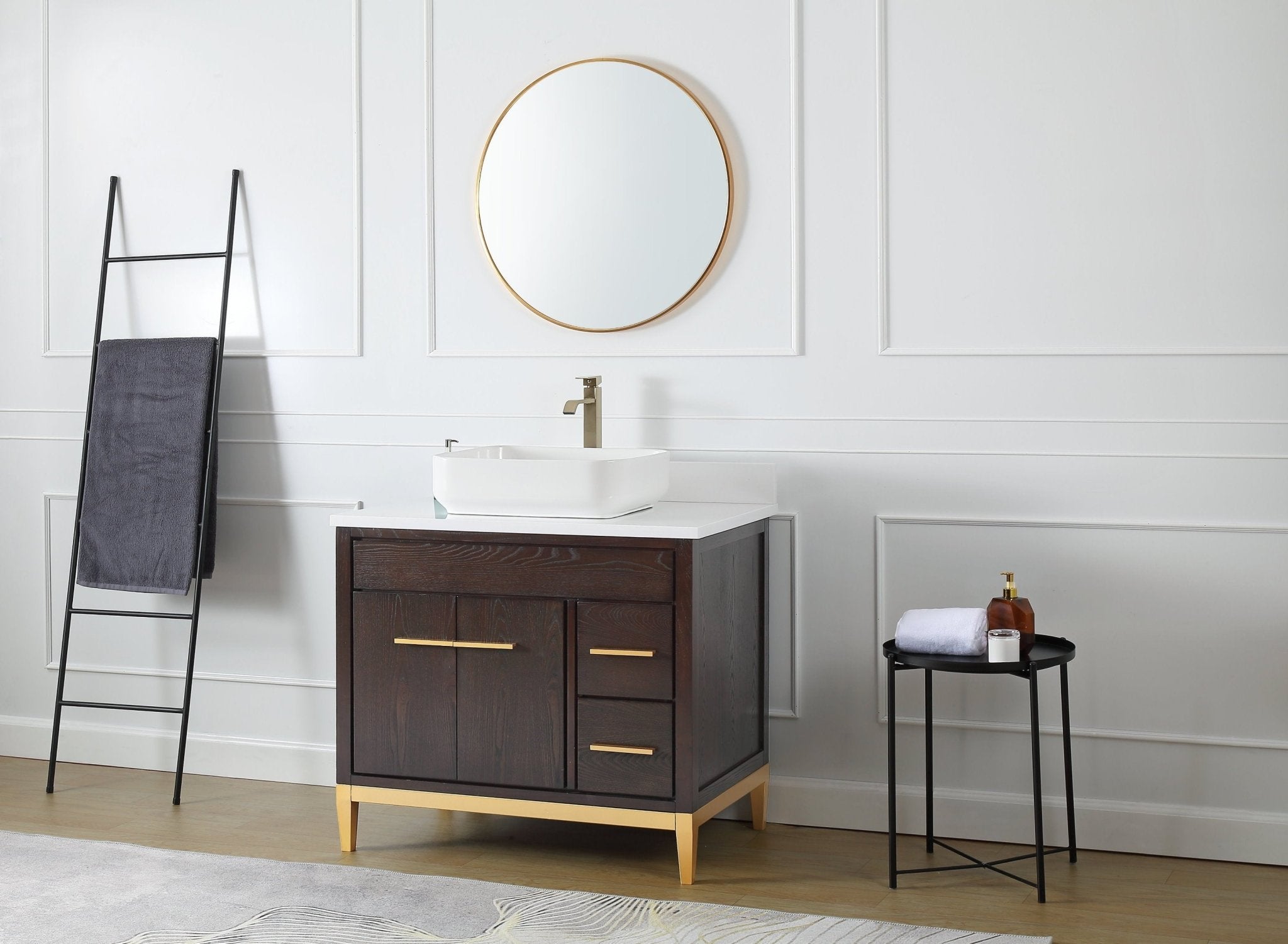 Chans Furniture 9936DK-36QT 36"  Tennant Brand Modern Style Beatrice Vessel Sink Bathroom Vanity