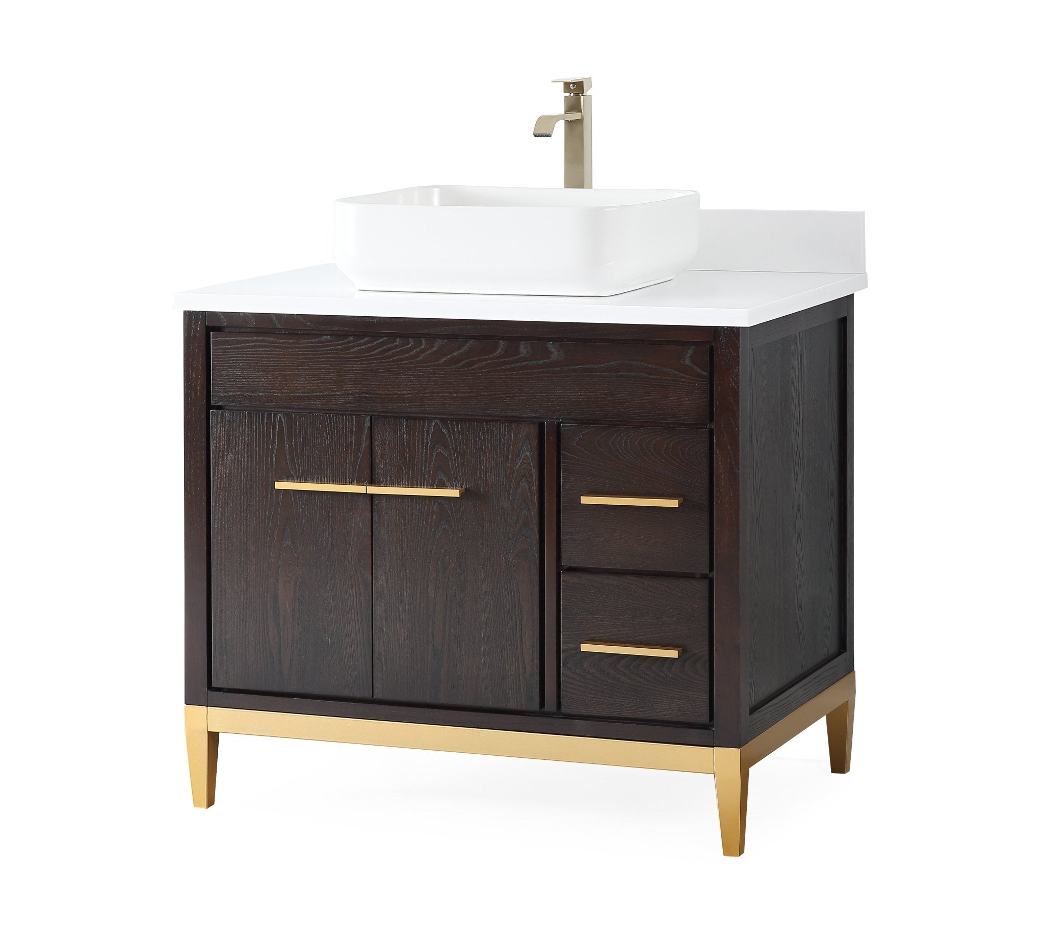 Chans Furniture 9936DK-36QT 36"  Tennant Brand Modern Style Beatrice Vessel Sink Bathroom Vanity