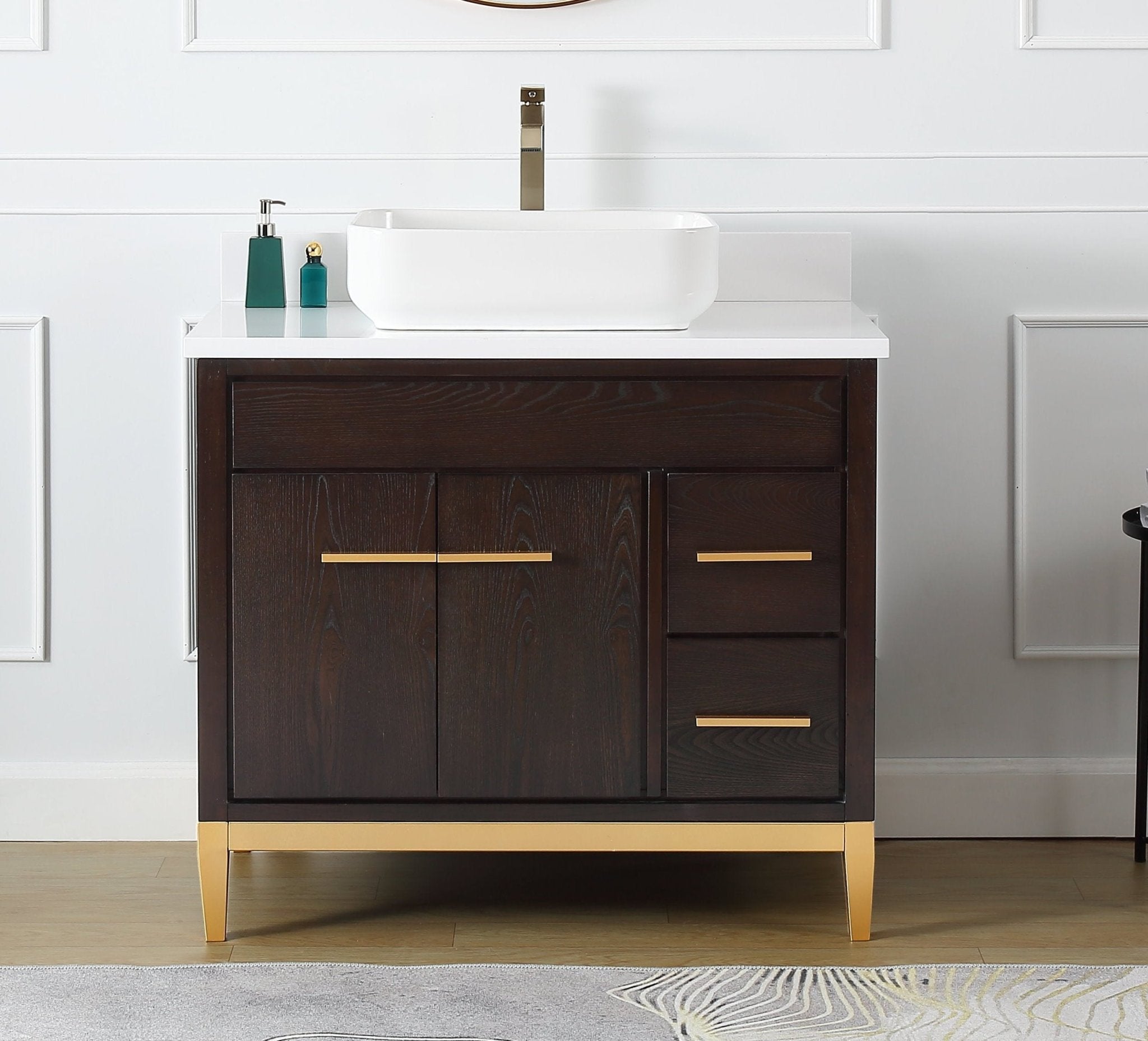Chans Furniture 9936DK-36QT 36"  Tennant Brand Modern Style Beatrice Vessel Sink Bathroom Vanity