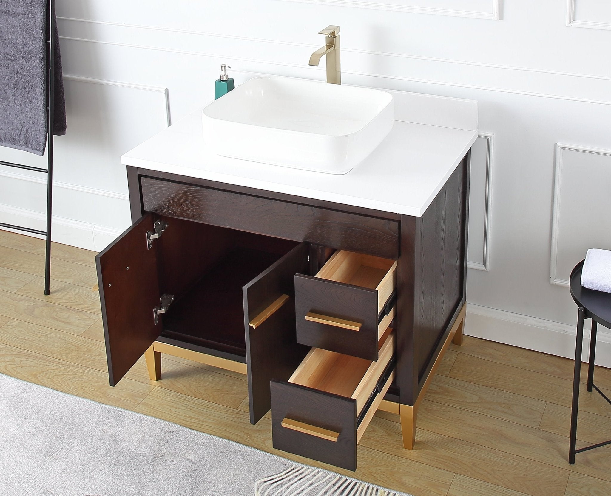 Chans Furniture 9936DK-36QT 36"  Tennant Brand Modern Style Beatrice Vessel Sink Bathroom Vanity