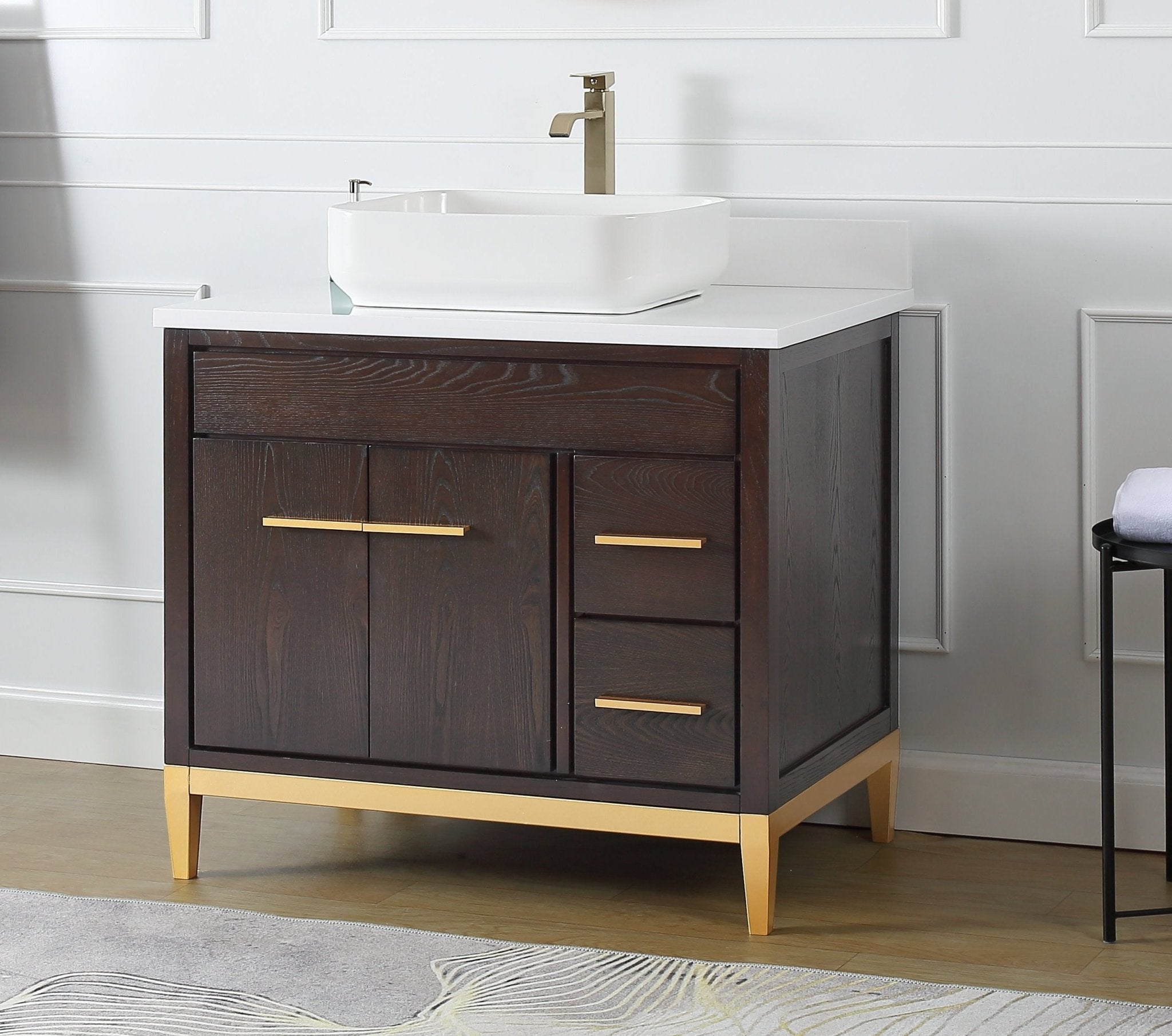 Chans Furniture 9936DK-36QT 36"  Tennant Brand Modern Style Beatrice Vessel Sink Bathroom Vanity