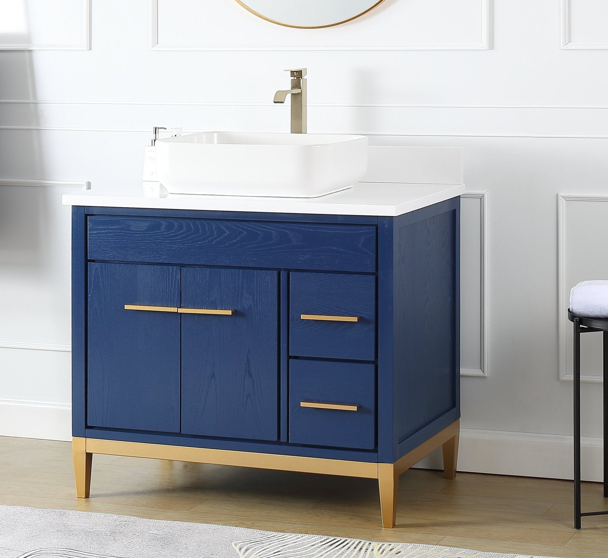 Chans Furniture 9936VB-36QT 36"  Tennant Brand Modern Style Blue Beatrice Vessel Sink Bathroom Vanity