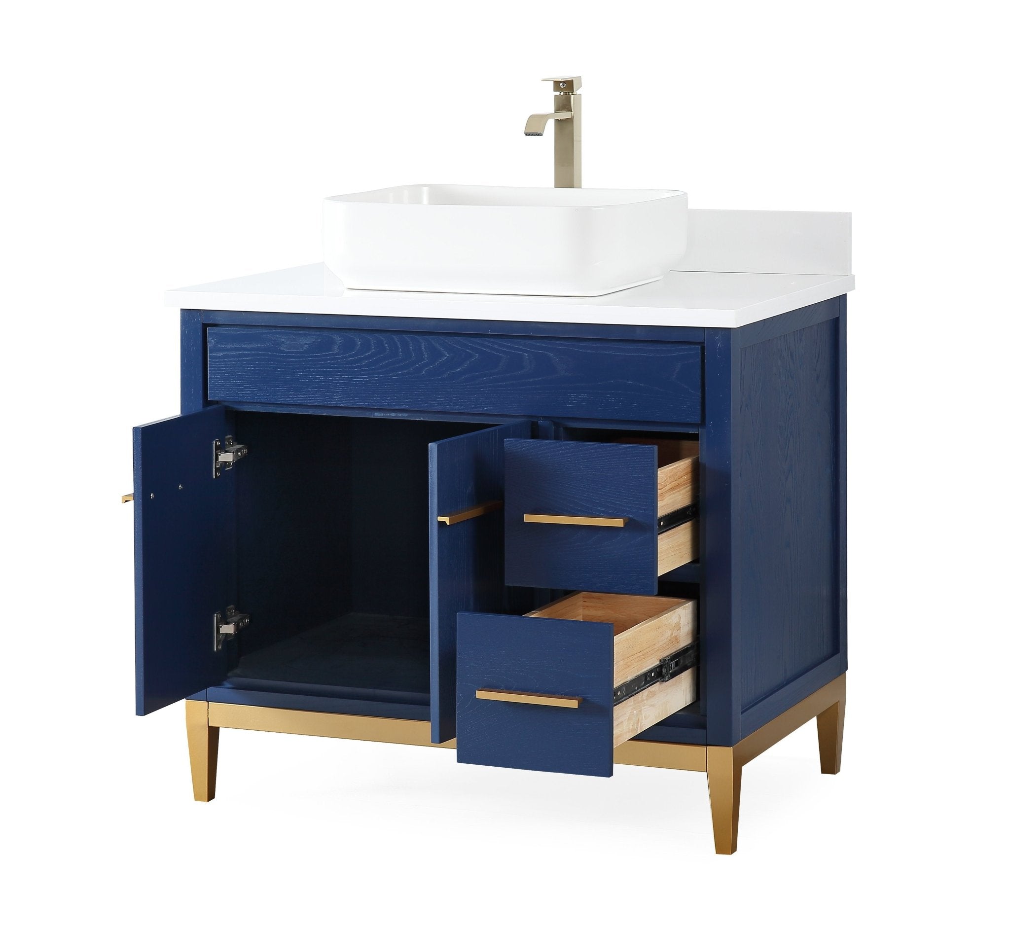 Chans Furniture 9936VB-36QT 36"  Tennant Brand Modern Style Blue Beatrice Vessel Sink Bathroom Vanity