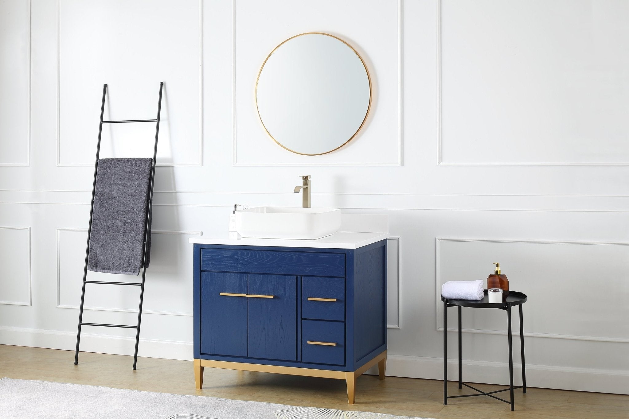 Chans Furniture 9936VB-36QT 36"  Tennant Brand Modern Style Blue Beatrice Vessel Sink Bathroom Vanity