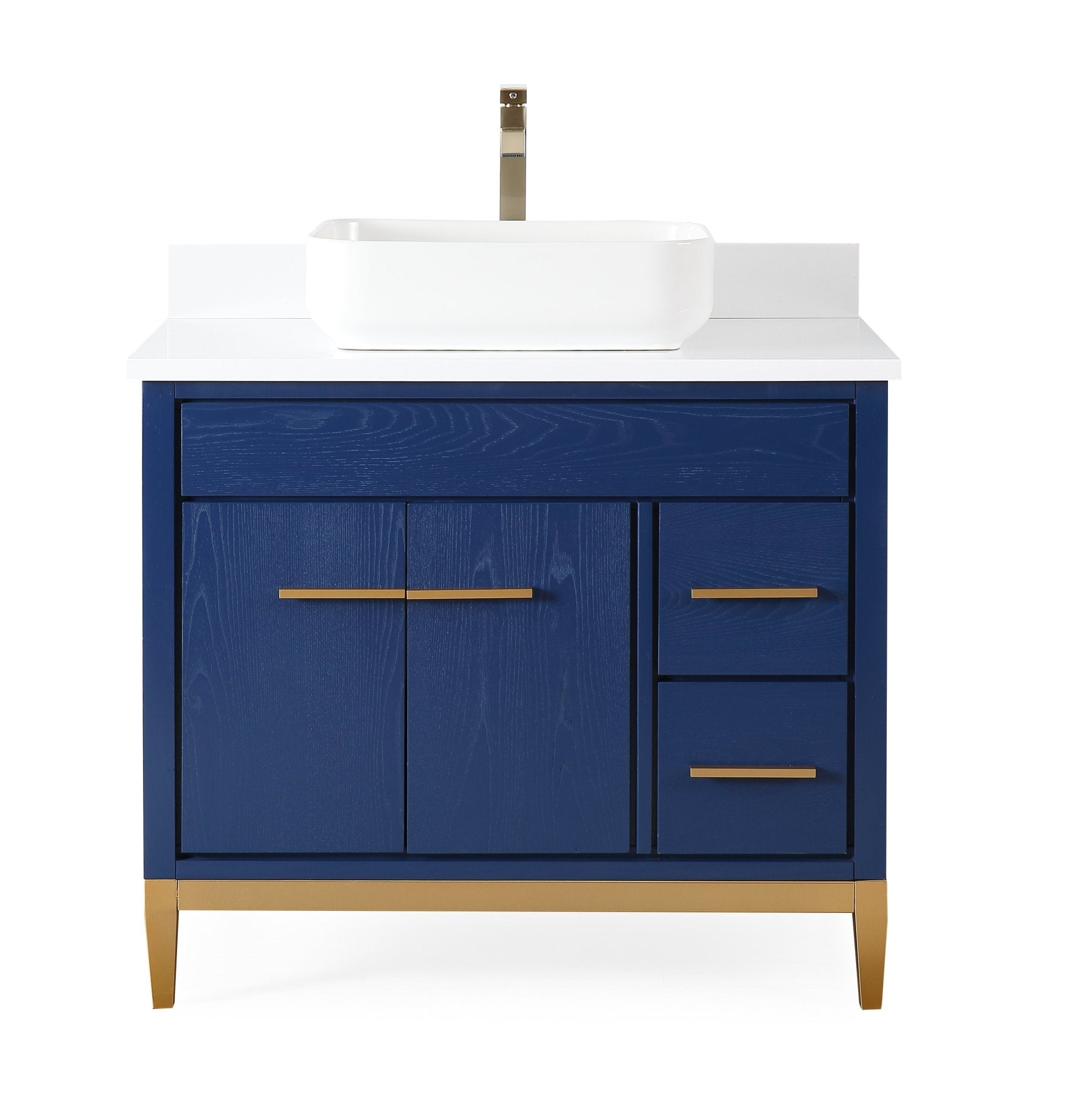 Chans Furniture 9936VB-36QT 36"  Tennant Brand Modern Style Blue Beatrice Vessel Sink Bathroom Vanity