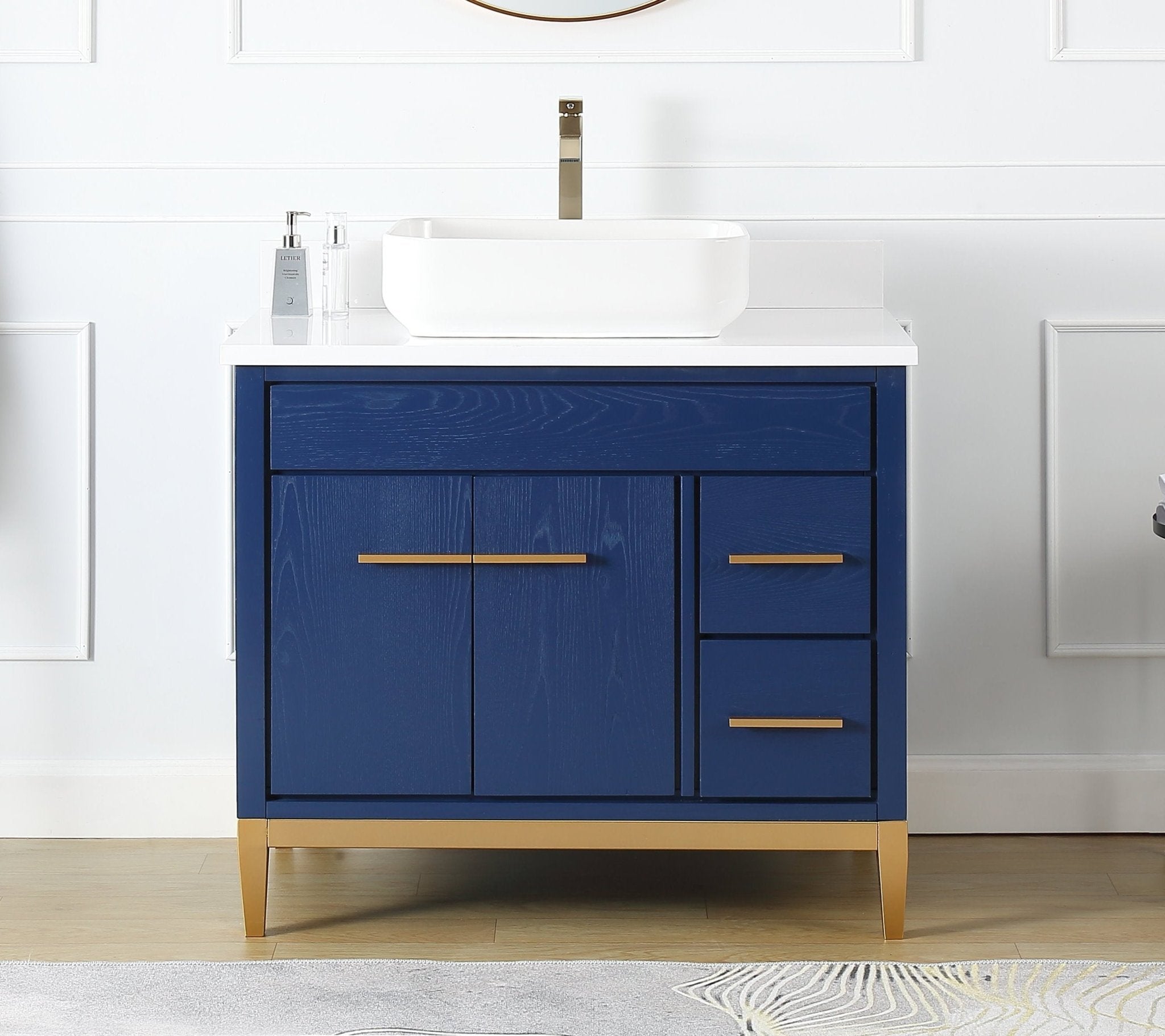 Chans Furniture 9936VB-36QT 36"  Tennant Brand Modern Style Blue Beatrice Vessel Sink Bathroom Vanity