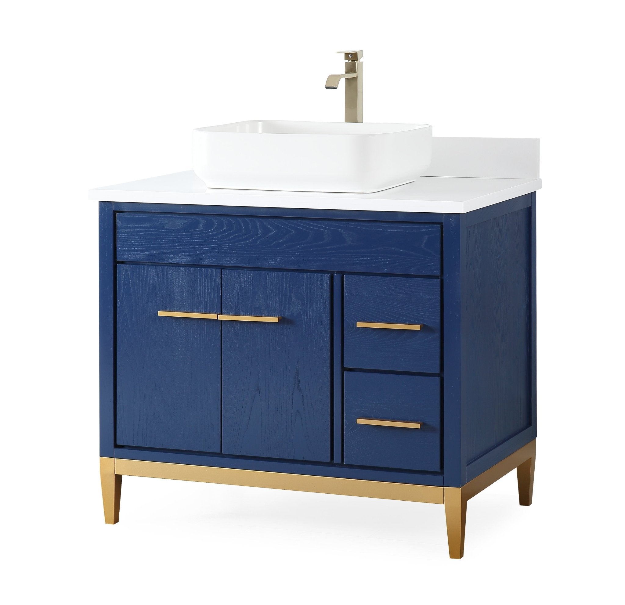 Chans Furniture 9936VB-36QT 36"  Tennant Brand Modern Style Blue Beatrice Vessel Sink Bathroom Vanity