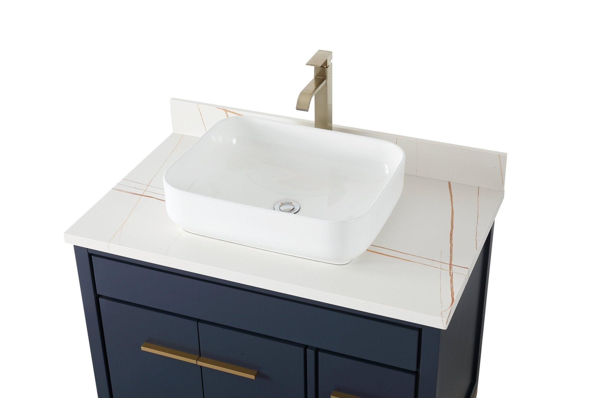 Chans Furniture TB-9936NB-36NU 36"  Tennant Brand Modern Style Navy Blue Beatrice Vessel Sink Bathroom Vanity