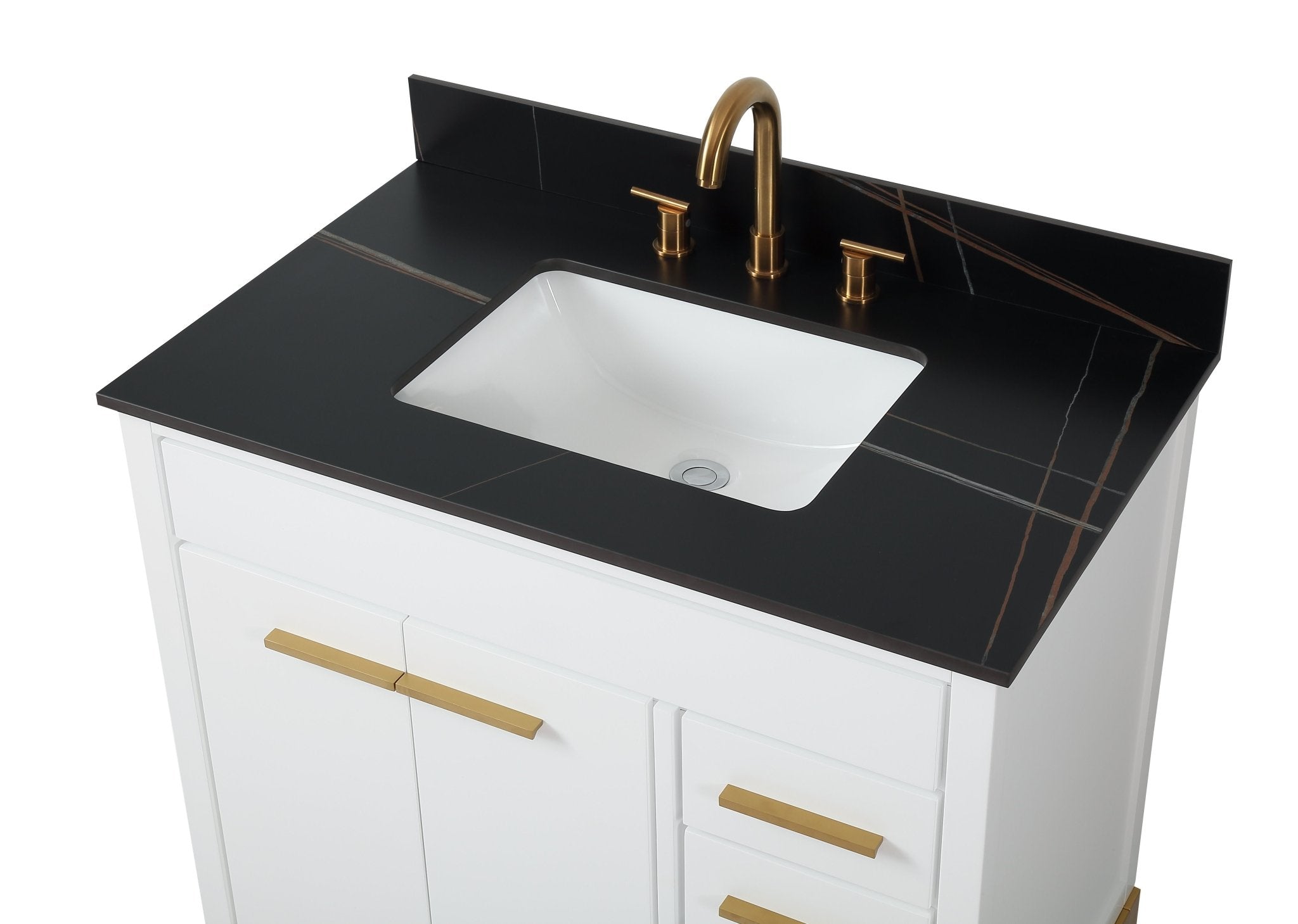 Chans Furniture TB-9777-WT36BK 36'' Tennant Brand Modern Style White Beatrice Single Sink Bathroom Vanity