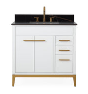 Chans Furniture TB-9777-WT36BK 36'' Tennant Brand Modern Style White Beatrice Single Sink Bathroom Vanity