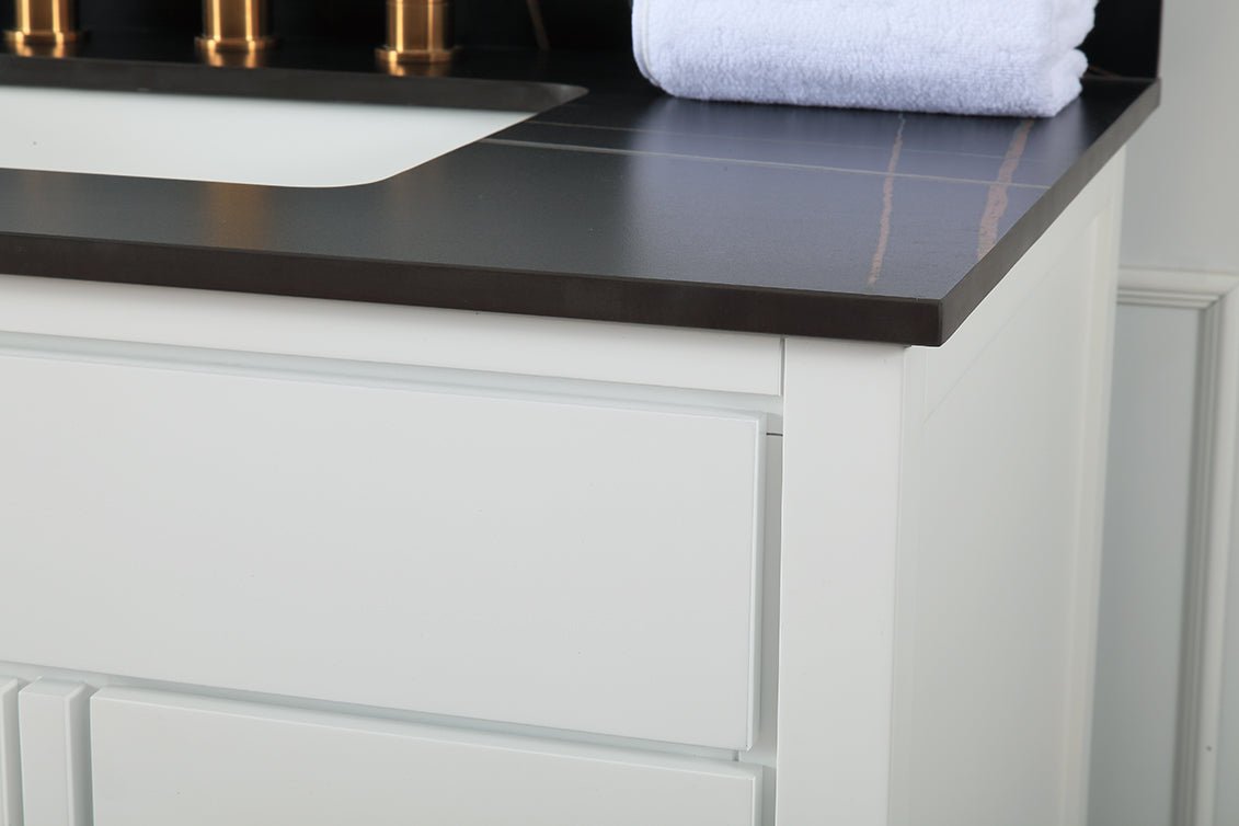 Chans Furniture TB-9777-WT36BK 36'' Tennant Brand Modern Style White Beatrice Single Sink Bathroom Vanity
