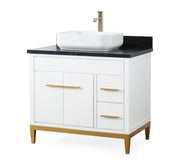 Chans Furniture TB-9936WT-36BK 36"  Tennant Brand Modern Style White Beatrice Vessel Sink Bathroom Vanity