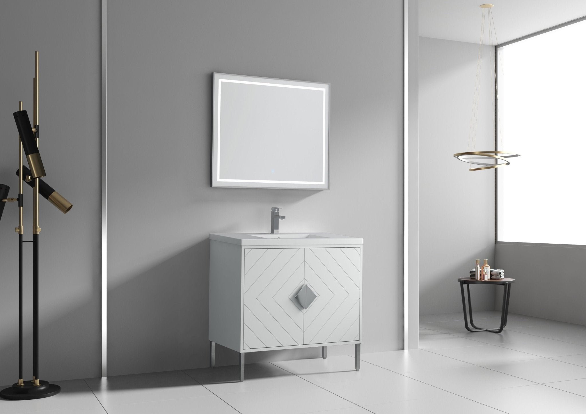 Chans Furniture AC-66WT36 36"  Tennant Brand Modern Style White Eileen Bathroom Sink Vanity