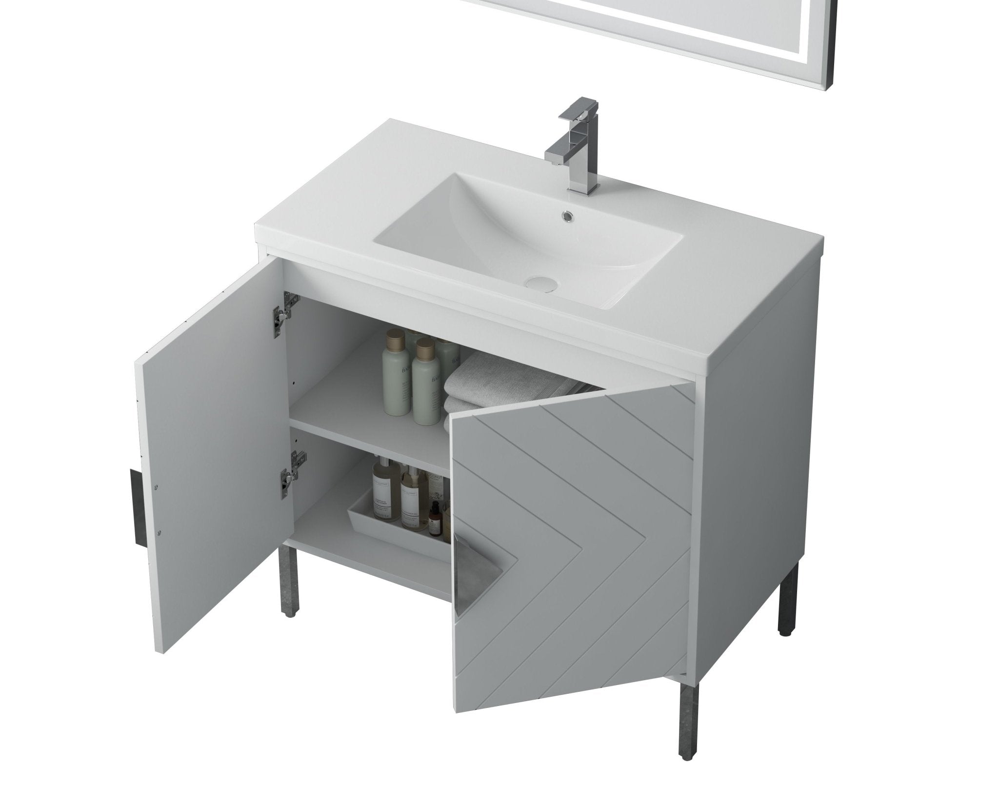 Chans Furniture AC-66WT36 36"  Tennant Brand Modern Style White Eileen Bathroom Sink Vanity