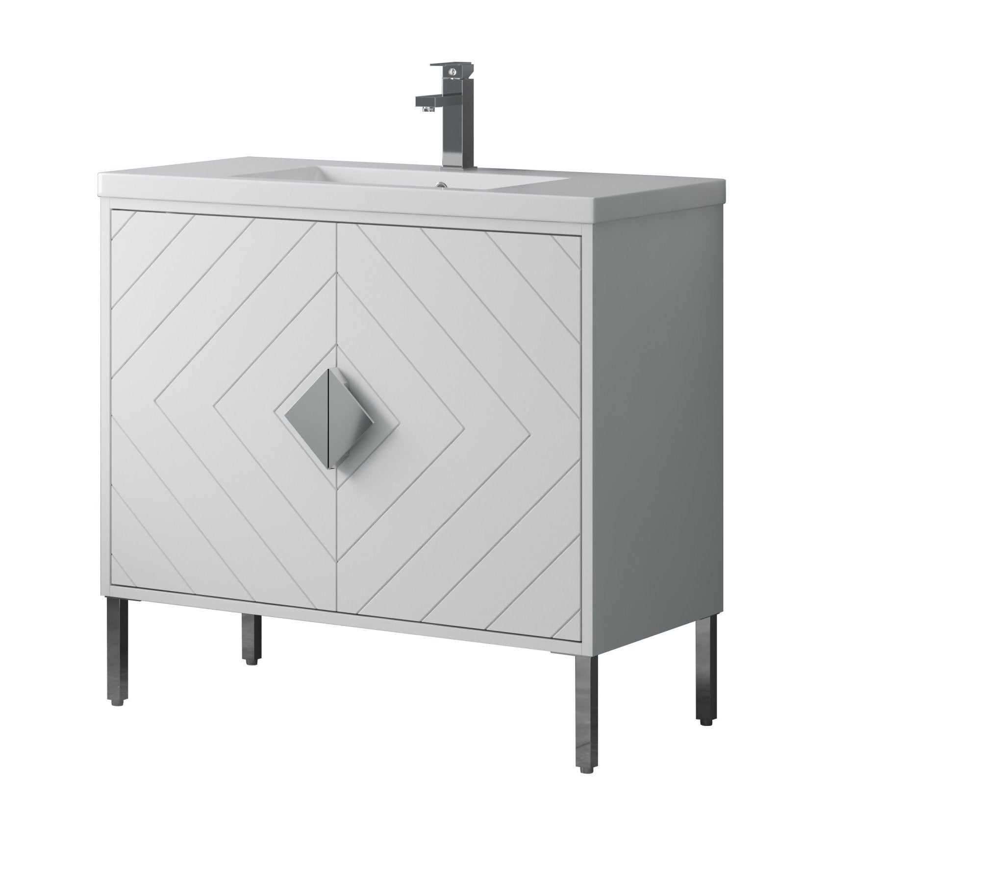 Chans Furniture AC-66WT36 36"  Tennant Brand Modern Style White Eileen Bathroom Sink Vanity
