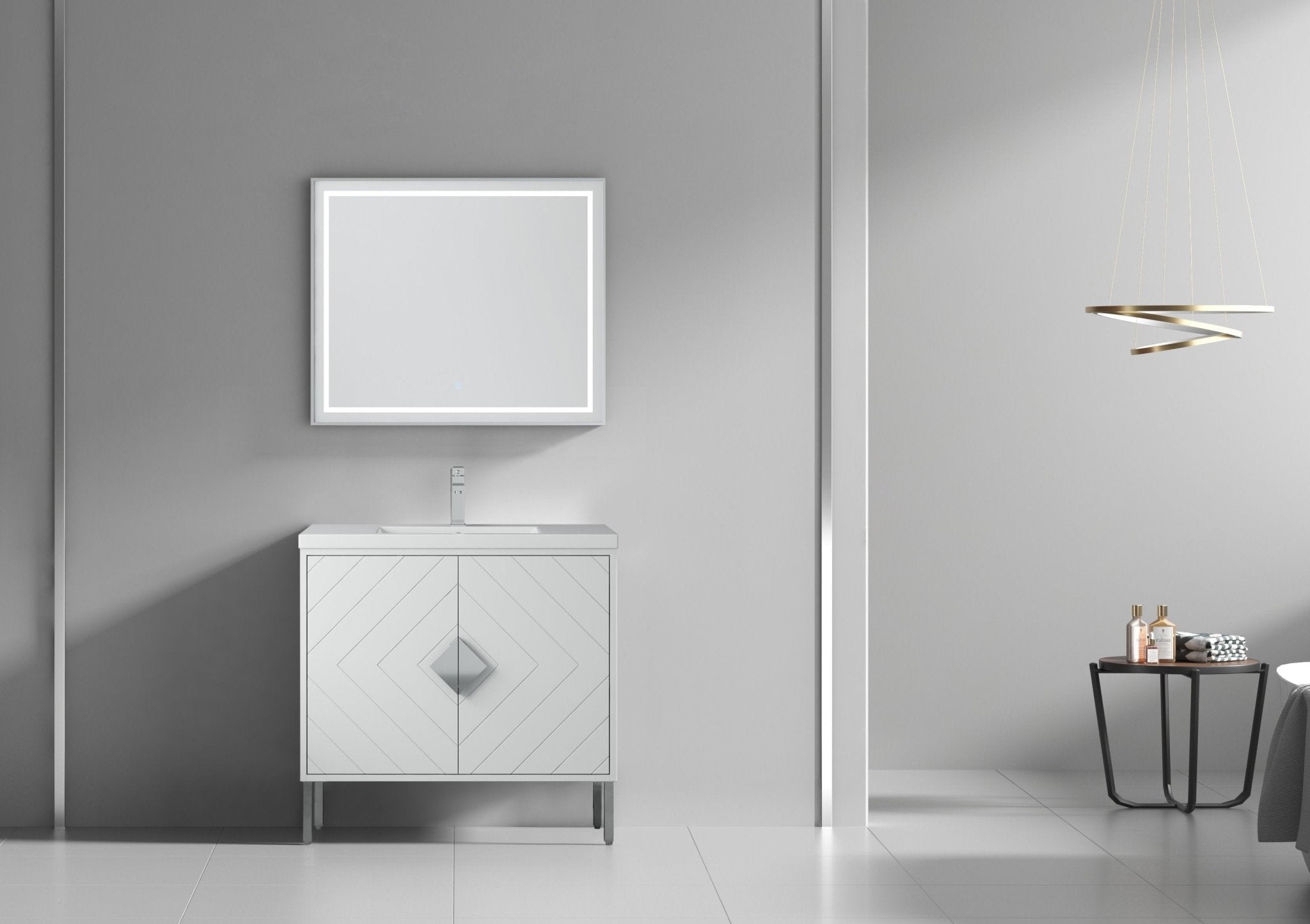 Chans Furniture AC-66WT36 36"  Tennant Brand Modern Style White Eileen Bathroom Sink Vanity