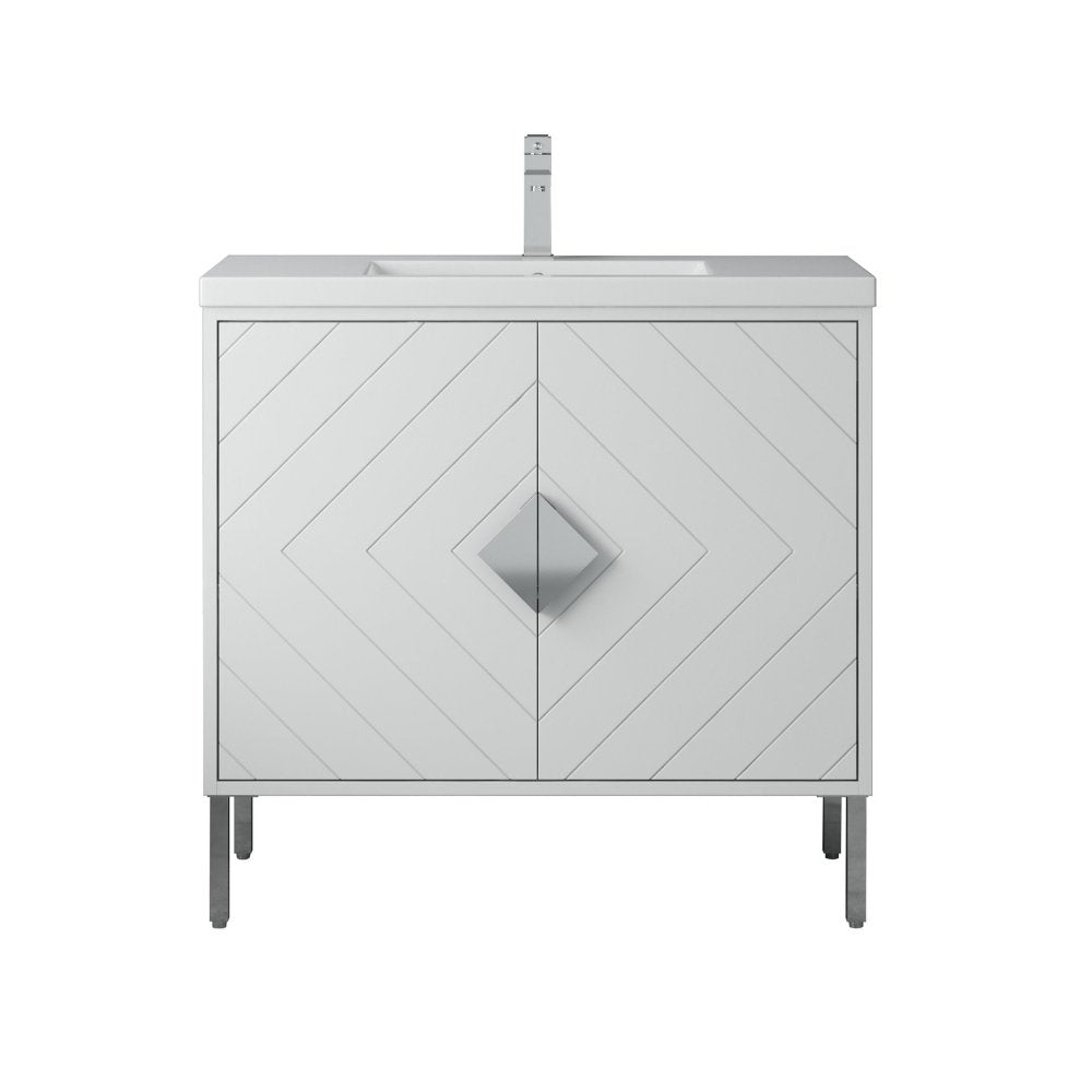 Chans Furniture AC-66WT36 36"  Tennant Brand Modern Style White Eileen Bathroom Sink Vanity
