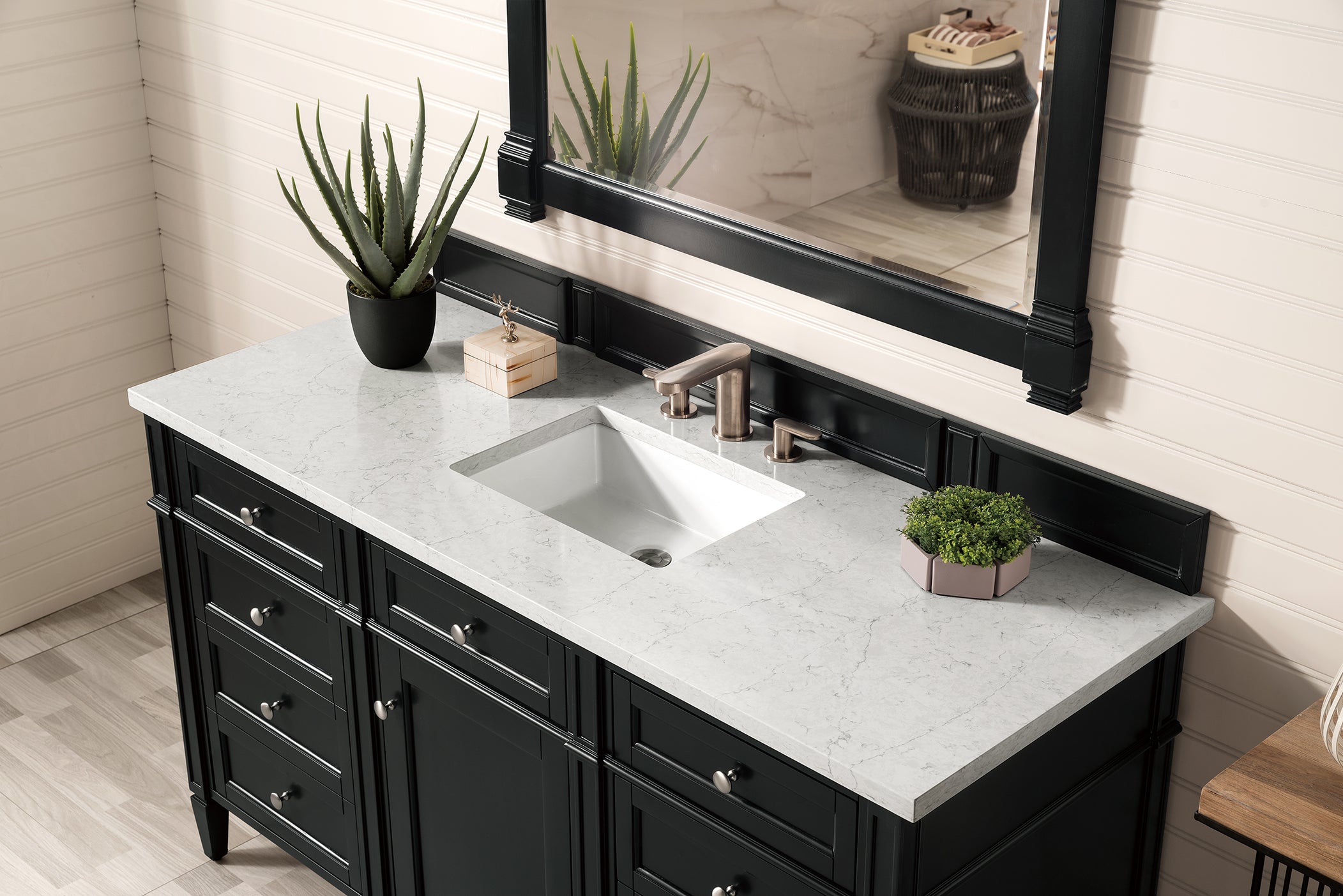 James Martin Brittany 60" Single Vanity in Black Onyx with 3cm Countertop