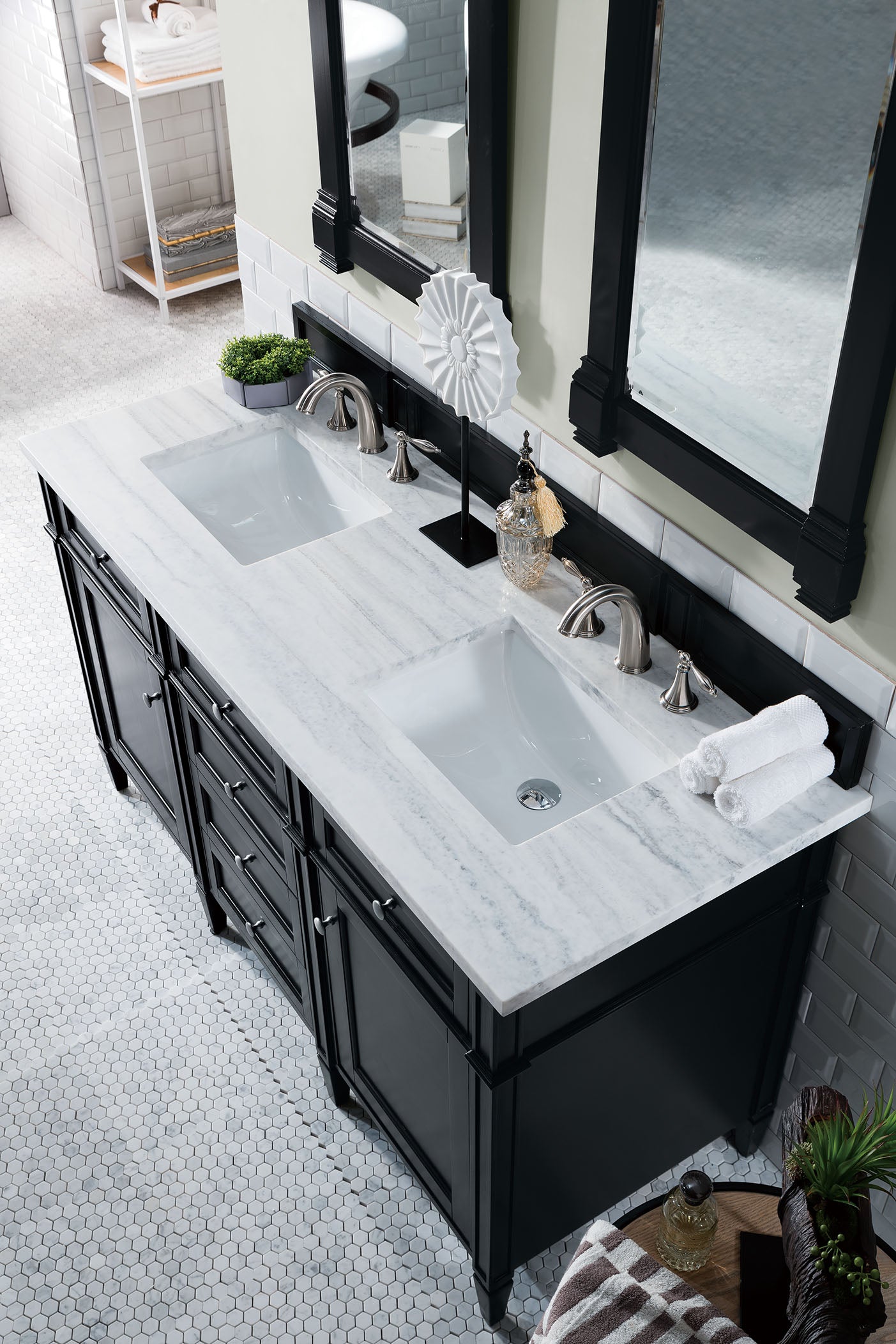 James Martin Brittany 60" Double Vanity in Black Onyx with 3cm Countertop