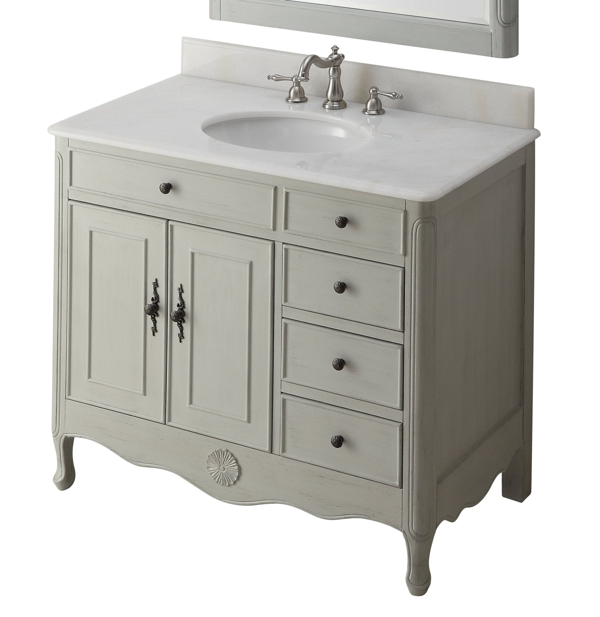 Chans Furniture HF-837CK 38 Inch Distressed Gray Cottage Style Daleville Bathroom Sink Vanity