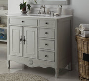 Chans Furniture HF-837CK 38 Inch Distressed Gray Cottage Style Daleville Bathroom Sink Vanity