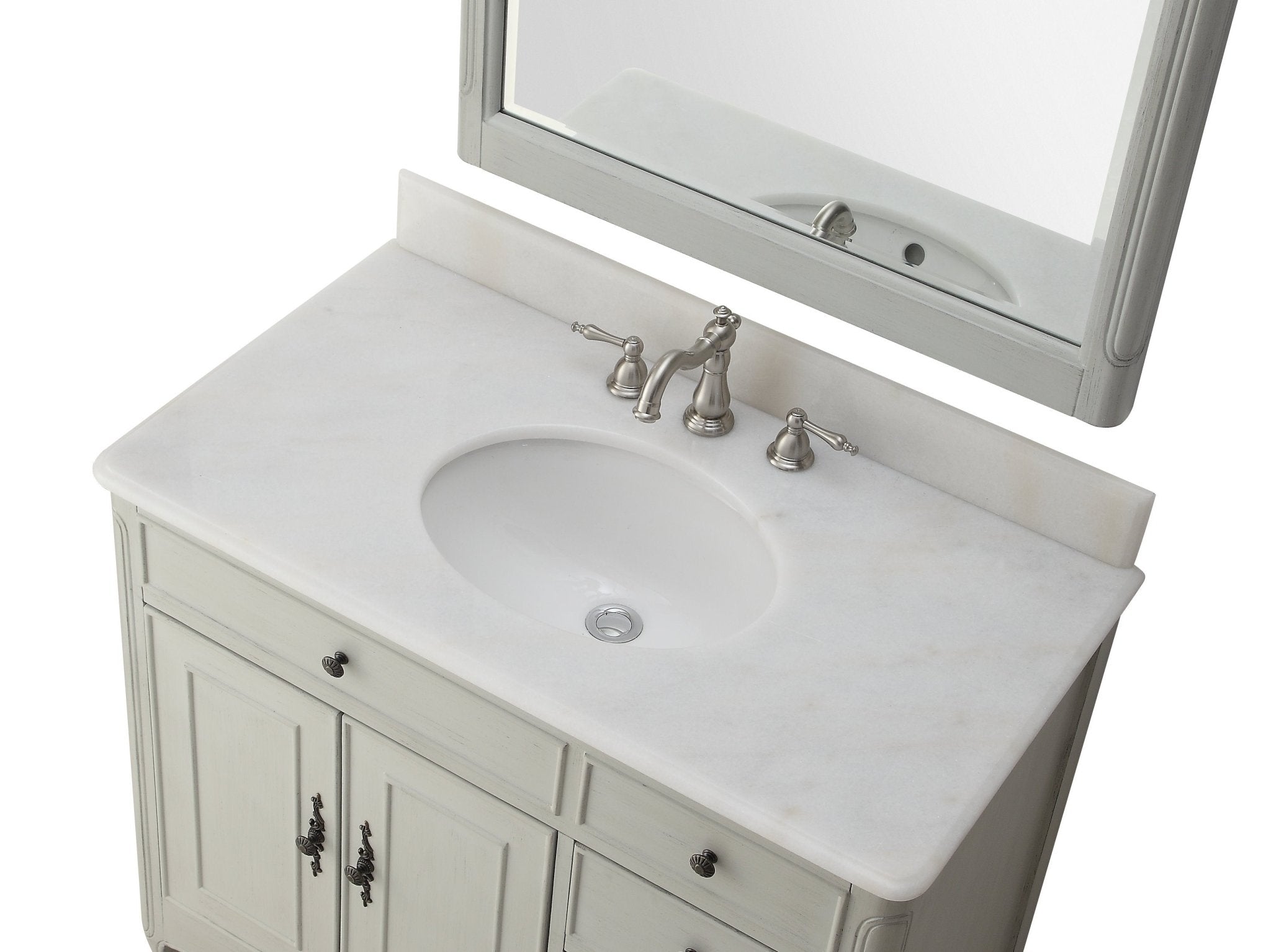 Chans Furniture HF-837CK 38 Inch Distressed Gray Cottage Style Daleville Bathroom Sink Vanity