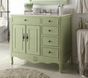 Chans Furniture HF-837G 38 Inch Distressed Green Cottage Style Daleville Bathroom Sink Vanity