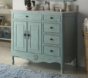 Chans Furniture HF-837LB 38 Inch Distressed Light Blue Cottage Style Daleville Bathroom Sink Vanity