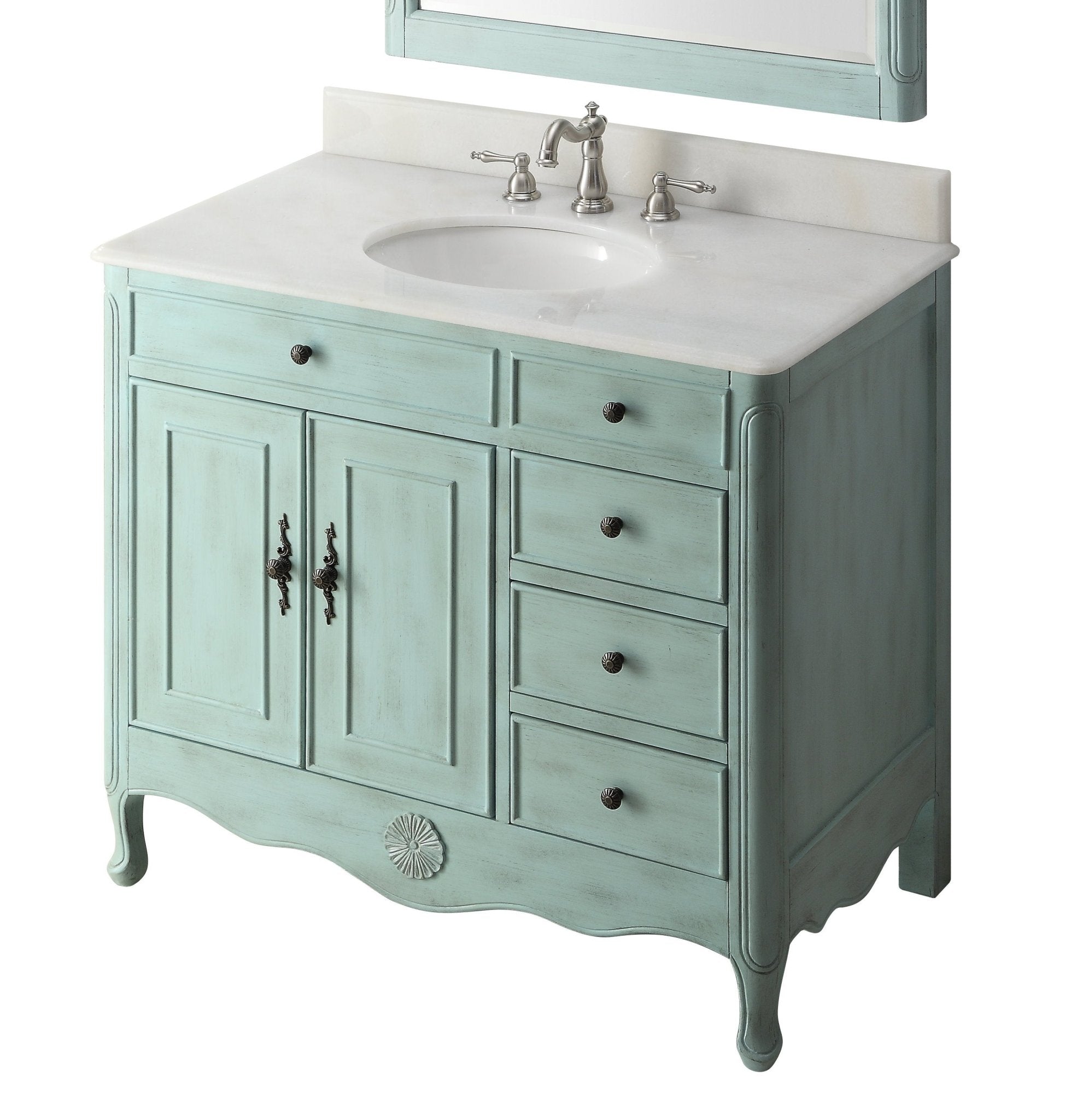 Chans Furniture HF-837LB 38 Inch Distressed Light Blue Cottage Style Daleville Bathroom Sink Vanity