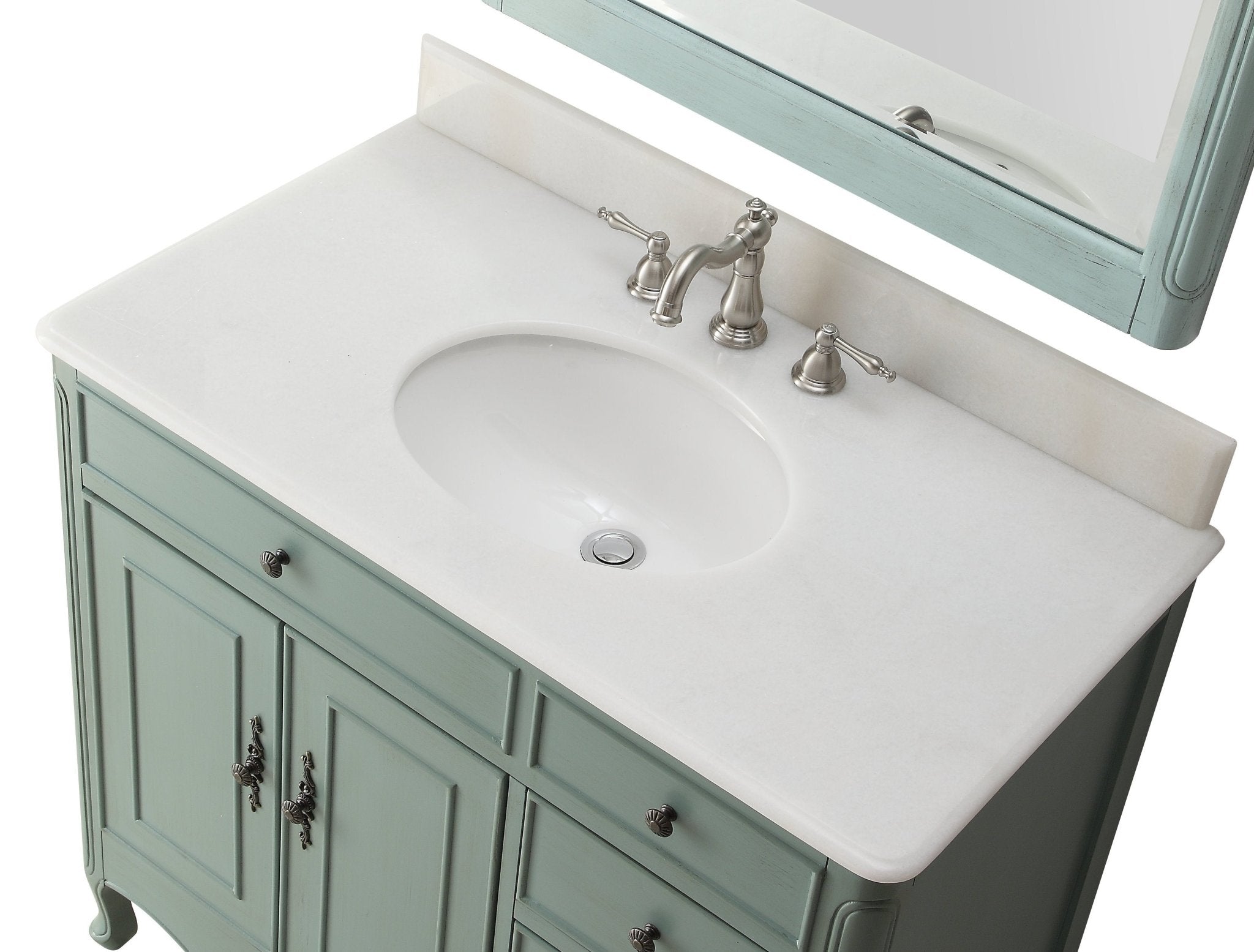 Chans Furniture HF-837Y 38 Inch Distressed Vintage Blue Cottage Style Daleville Bathroom Sink Vanity