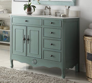 Chans Furniture HF-837Y 38 Inch Distressed Vintage Blue Cottage Style Daleville Bathroom Sink Vanity
