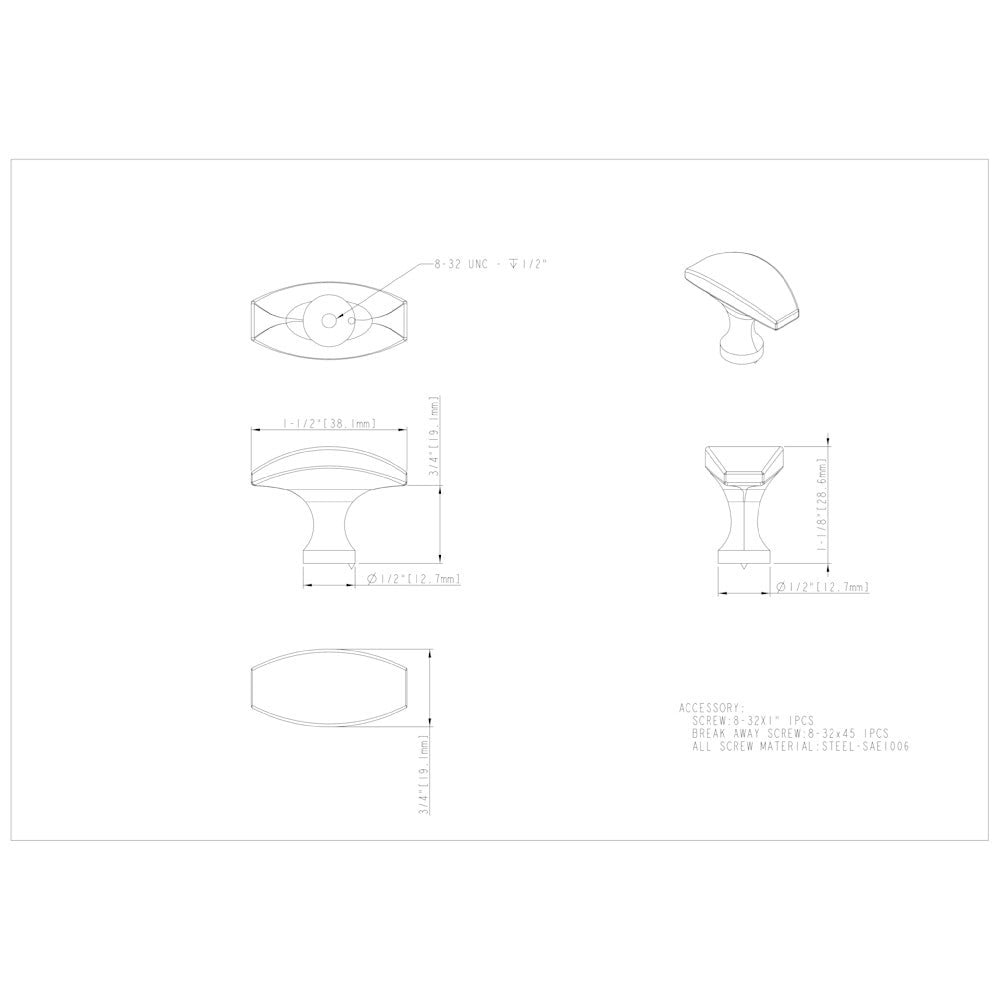 Hardware Resources 1-1/2" Overall Length Satin Nickel Cosgrove Cabinet "T" Knob