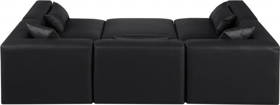 Cube 108" Vegan Leather Upholstered 6pc. Modular Sectional