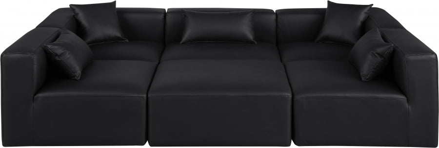 Cube 108" Vegan Leather Upholstered 6pc. Modular Sectional