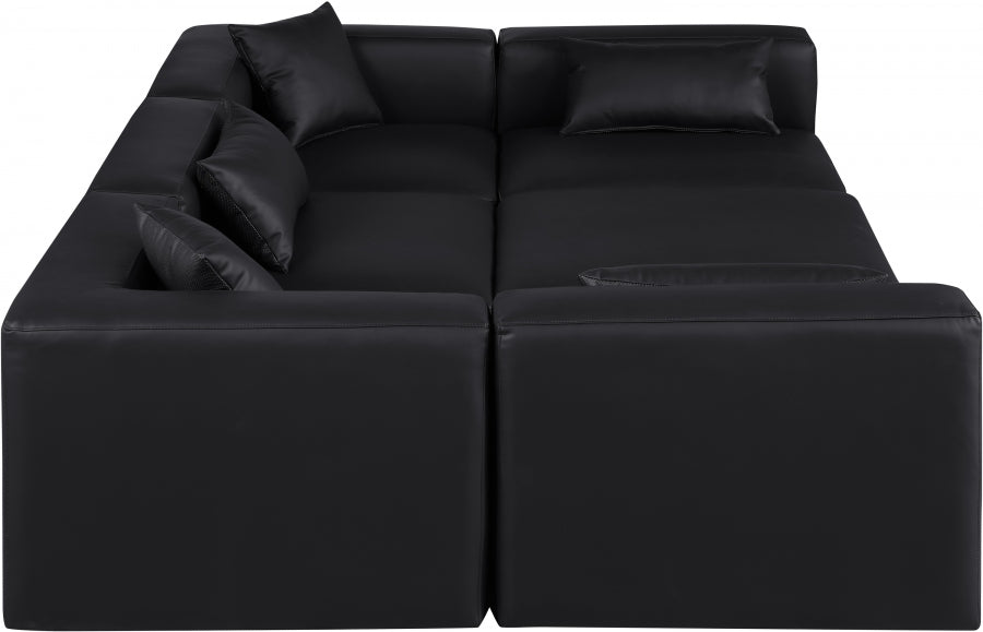 Cube 108" Vegan Leather Upholstered 6pc. Modular Sectional