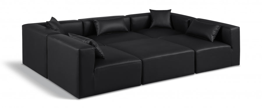 Cube 108" Vegan Leather Upholstered 6pc. Modular Sectional
