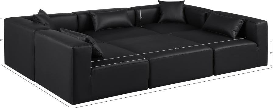 Cube 108" Vegan Leather Upholstered 6pc. Modular Sectional